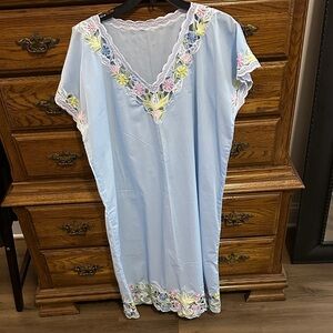Floral Embroidered Light Blue Chemise